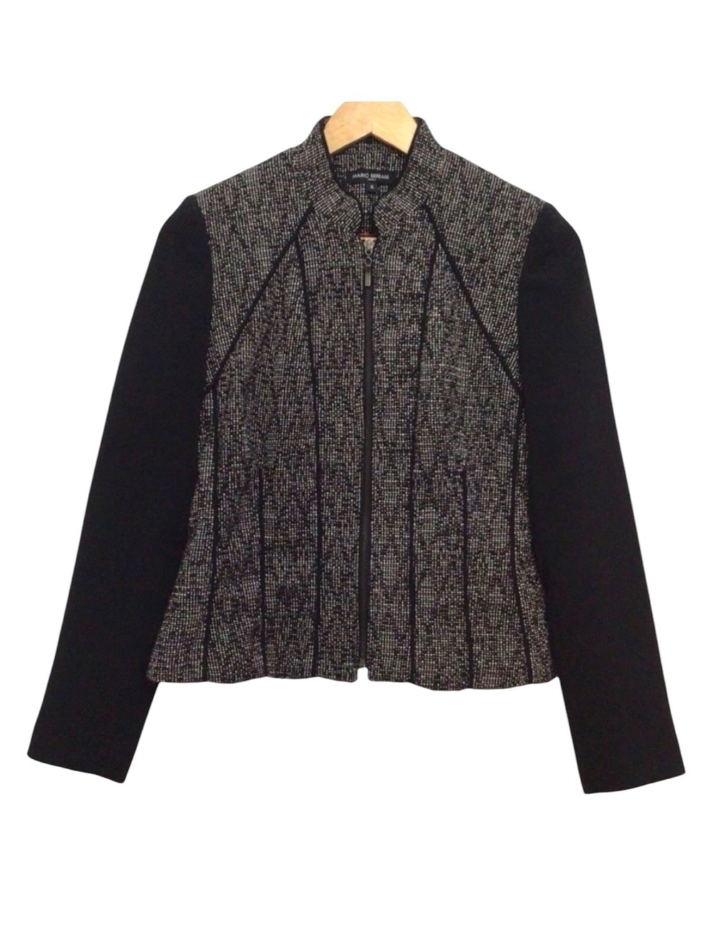 MARIO Serrani Italy blazer wool blend Italian designer size4 black white classic